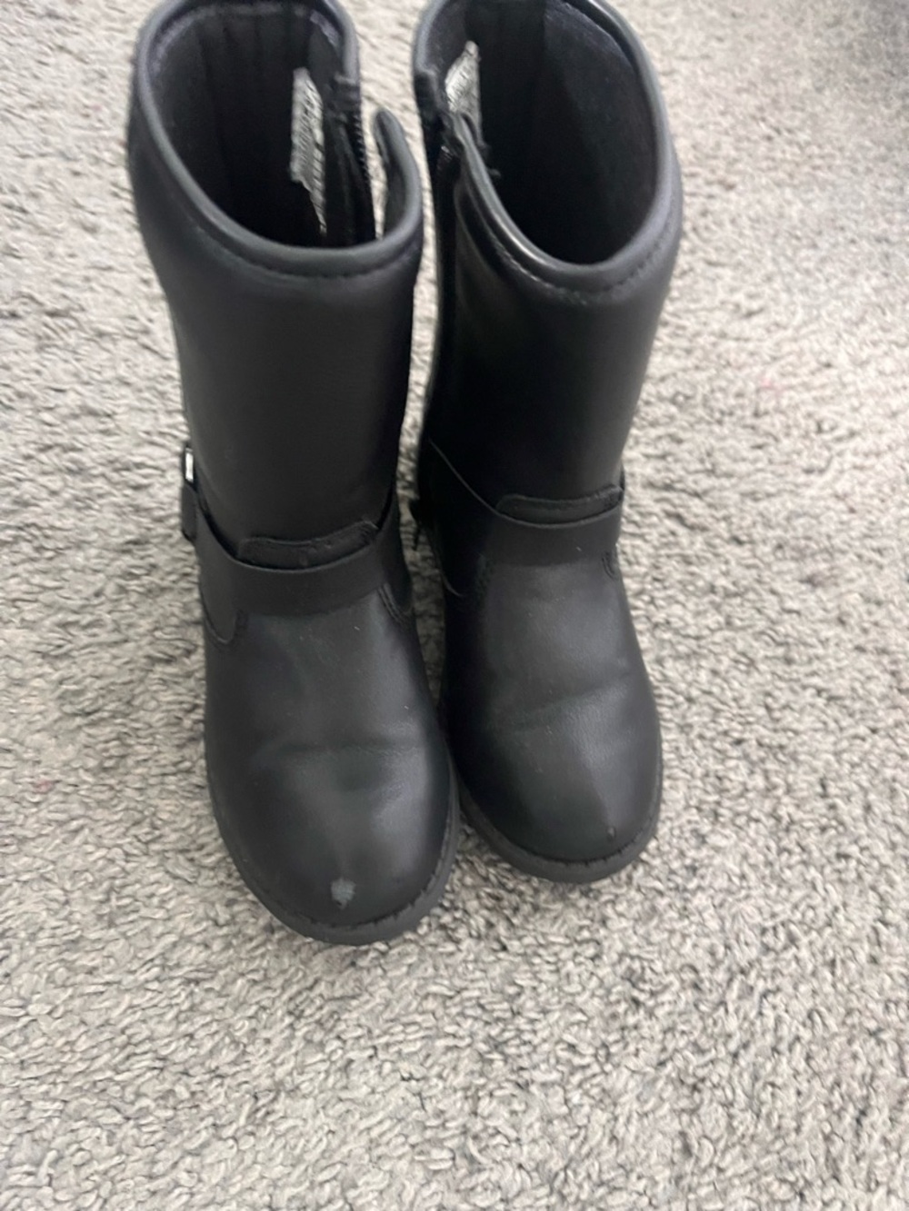 Kids Black Leather Boots - Classic Pull-On Style